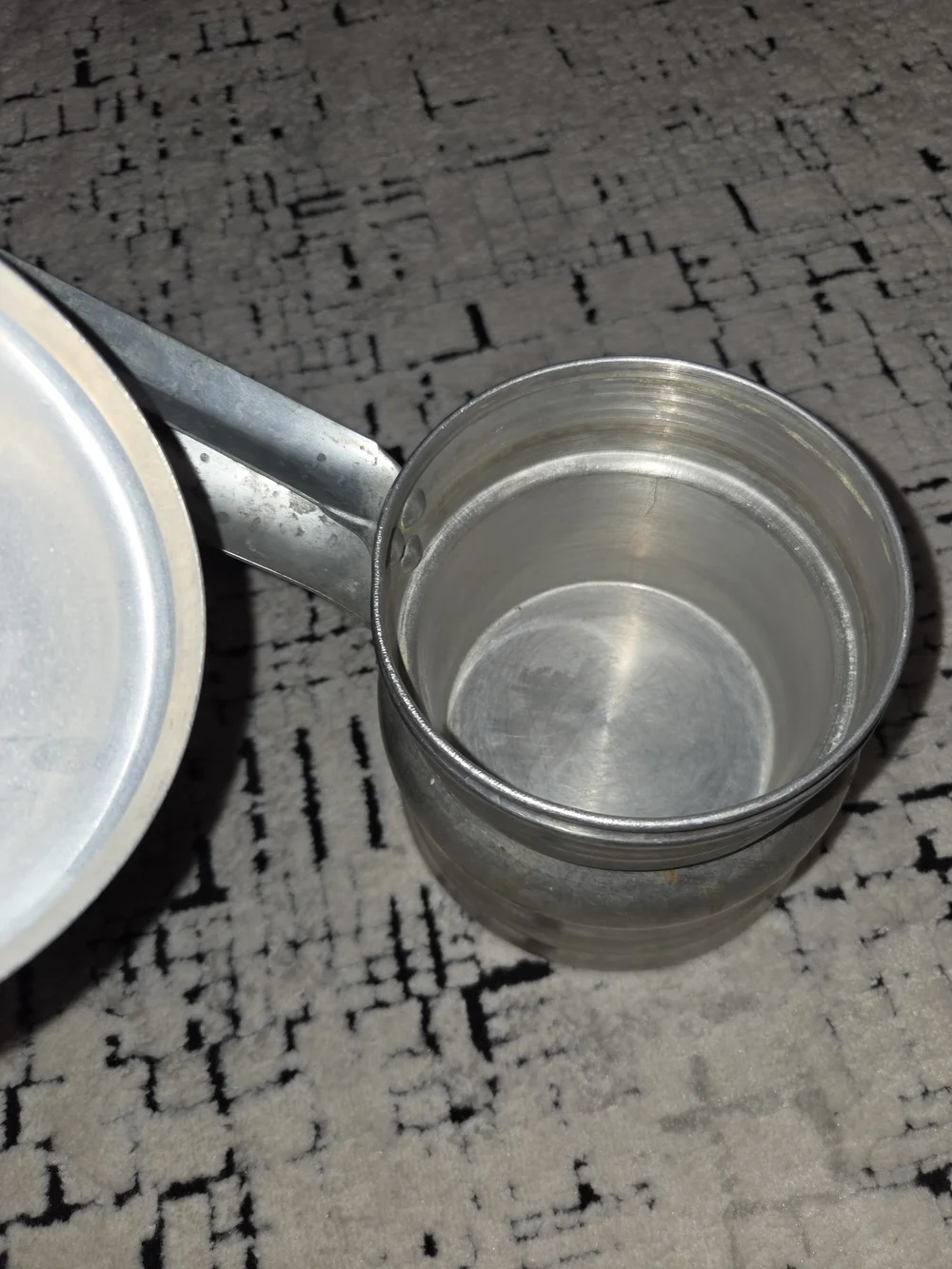 Aluminum Double Boiler Saucepan with Lid - Silver Vintage Usa